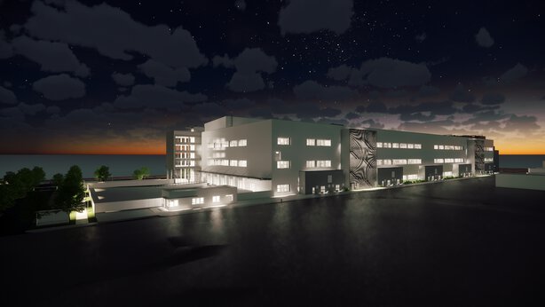 Nachtansicht des Siemensgebäudes