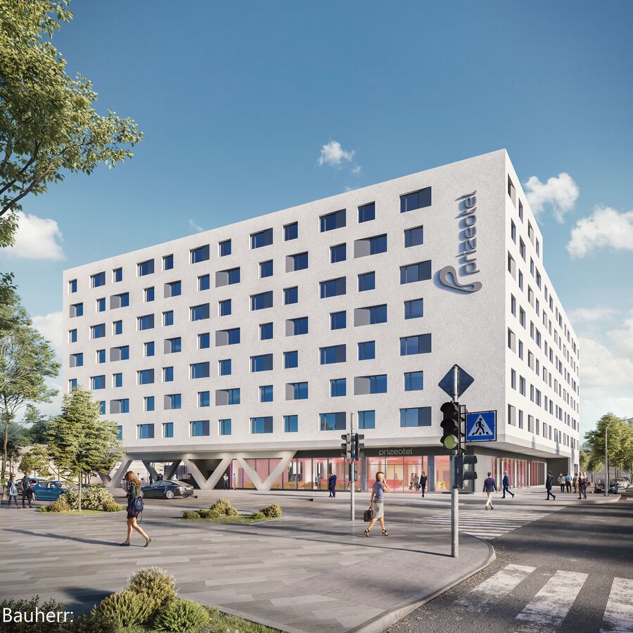 prizeotel Visualisierung Blick über Strasse